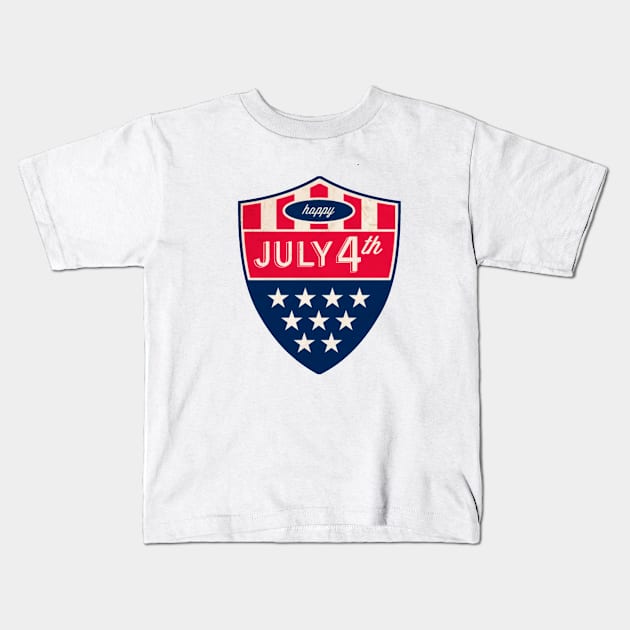 Patriotic Shield - USA - Happy 4th of july Kids T-Shirt by JMPrint